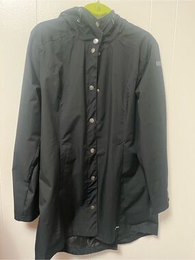 Avalanche Black Hooded Snap-Front Raincoat